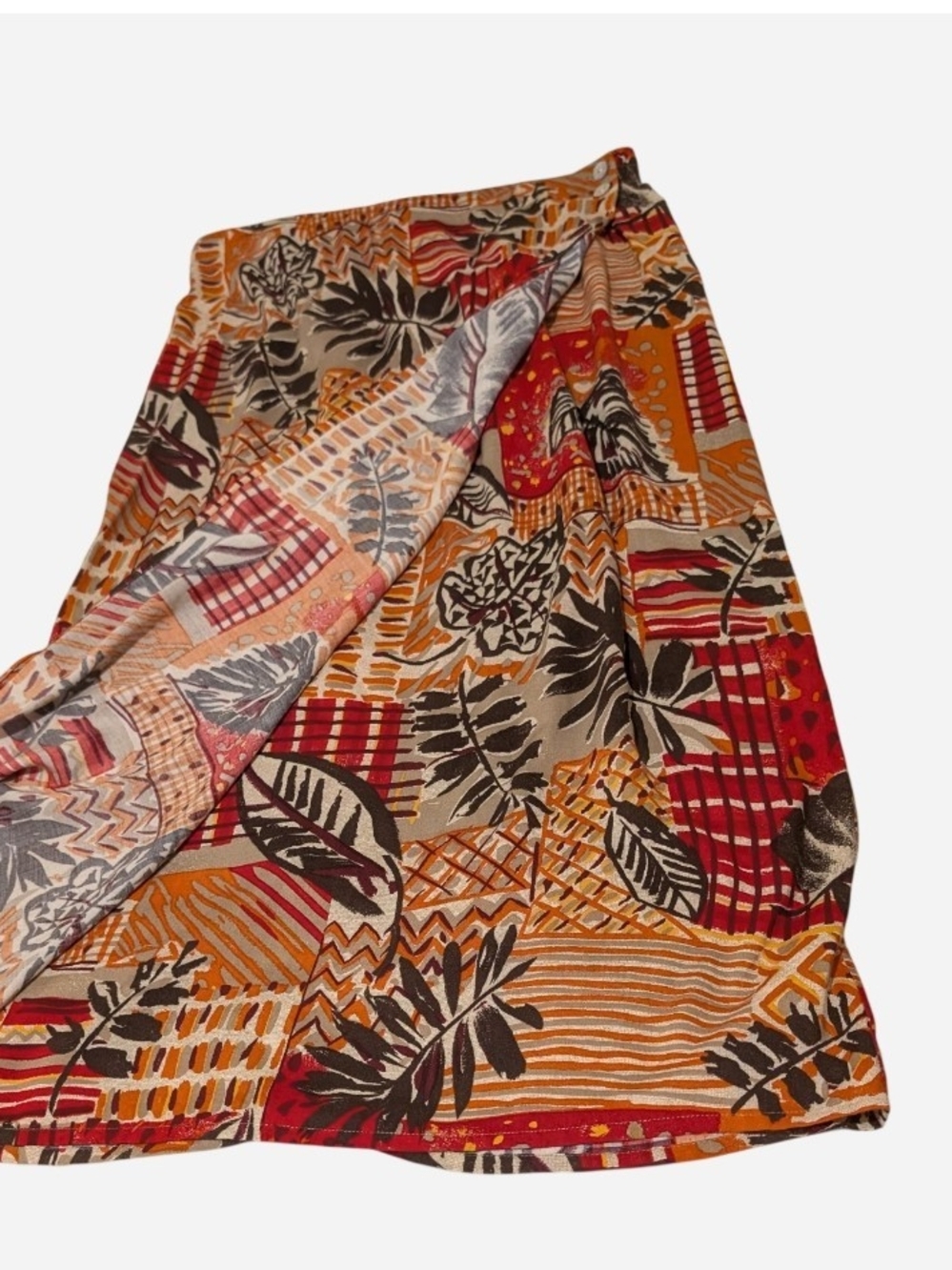 Pre-owned Patchwork Print Midi Skirt in Red & Orange - Picture 9 of 9